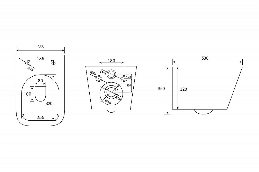 Унитаз подвесной ABBER Rechteck AC1201MB с крышкой микролифт, безободковый, черный матовый купить в интернет-магазине Sanbest