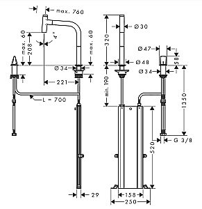 Мойка кухонная Hansgrohe C51-F660-07 с встроенным смесителем, графит купить в интернет-магазине сантехники Sanbest