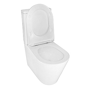 Унитаз напольный Azario Mizen AZ-8300 белый, безободковый, с бачком, с крышкой микролифт, слив торнадо купить в интернет-магазине Sanbest