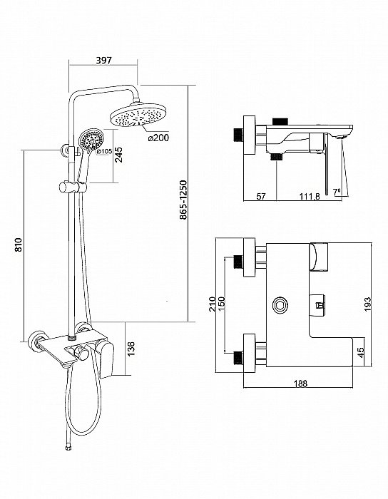 Душевая система Orange BERNI M09-911cr хром купить в интернет-магазине сантехники Sanbest