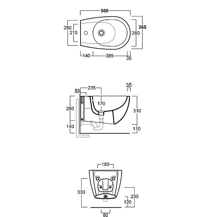 Биде подвесное SIMAS Vignoni  VI19 nero matt*1 черное матовое купить в интернет-магазине Sanbest