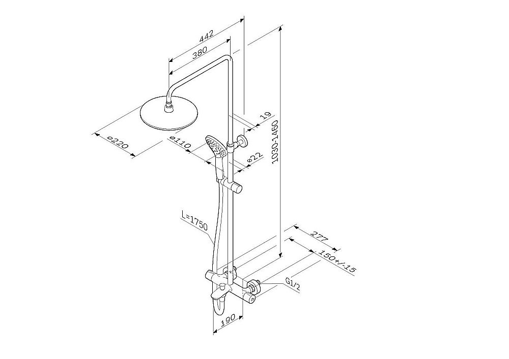 Душевая система AM.PM Gem F0790520 купить в интернет-магазине сантехники Sanbest