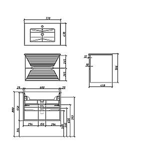 Тумба с раковиной Caprigo Modo-Terza 80 с интегрированной ручкой, бланж для ванной в интернет-магазине Sanbest