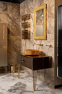 Консоль с раковиной и столешницей Armadi Art LUCIDO 770-080-BB 80 бронзированный коричневый для ванной в интернет-магазине сантехники Sanbest