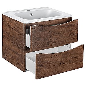 Тумба с раковиной Vincea PAOLA VMC-2P600RW + VCB-2VP600W 60 темное дерево для ванной в интернет-магазине Sanbest