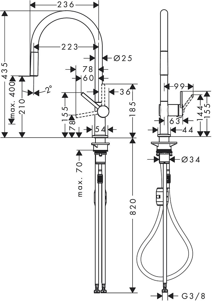 Смеситель для кухни Hansgrohe Talis M54 210 72802800 купить в интернет-магазине сантехники Sanbest