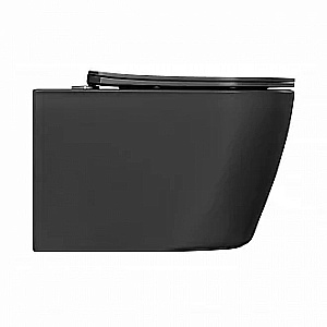 Унитаз подвесной BAS ROUND BLACK безободковый, с крышкой микролифт, черный купить в интернет-магазине Sanbest