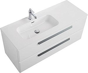 Тумба с раковиной Cezares ECO-CER-N 120 ECO-CER-N-1200-2C-SO-BL белая глянцевая левая/правая для ванной в интернет-магазине Sanbest