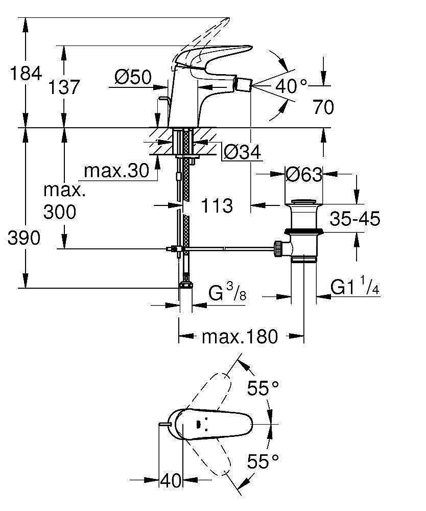 Смеситель для биде Grohe Eurostyle 23720003 хром купить в интернет-магазине сантехники Sanbest