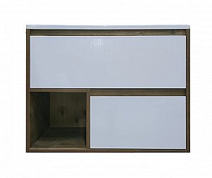 Тумба с раковиной Эстет Monaco Wood 80 подвесная 2 ящика белая для ванной в интернет-магазине Sanbest