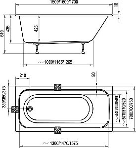 Ванна акриловая Ravak CHROME SLIM C721300000 150х70 купить в интернет-магазине Sanbest