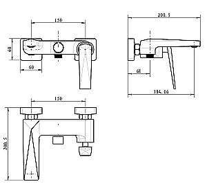 Смеситель для ванны Boheme Venturo 373-SGM сталь глянец купить в интернет-магазине сантехники Sanbest