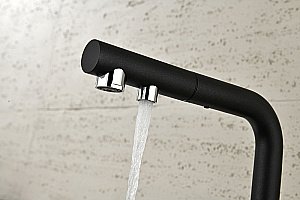 Смеситель для кухни Paulmark Serpentine Se213222-BLM черный купить в интернет-магазине сантехники Sanbest