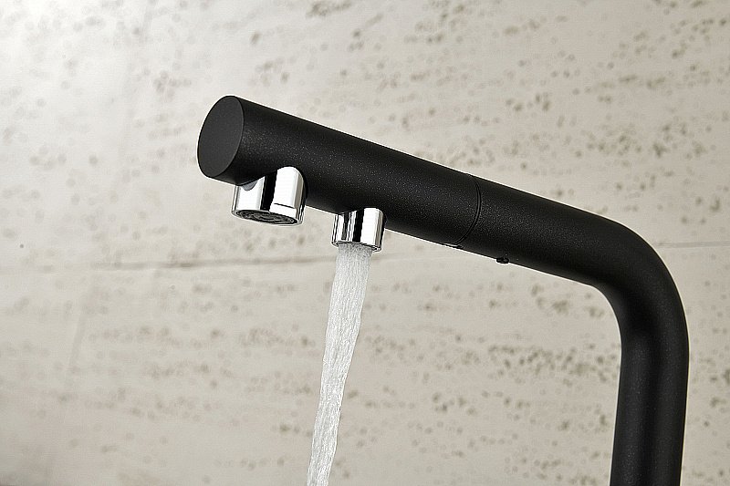 Смеситель для кухни Paulmark Serpentine Se213222-BLM черный купить в интернет-магазине сантехники Sanbest