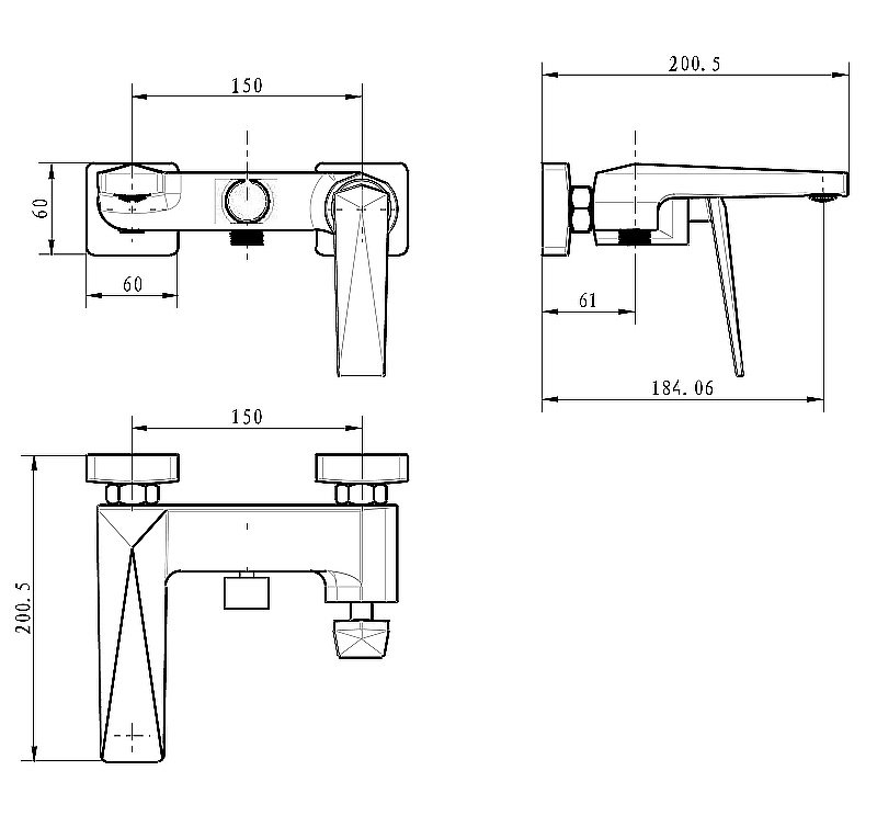 Смеситель для ванны Boheme Venturo 373-SGM сталь глянец купить в интернет-магазине сантехники Sanbest