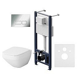 Унитаз подвесной AM.PM Inspire 2.0 IS47051.50A1700 белый, безободковый, с инсталляцией, кнопка хром глянцевый купить в интернет-магазине Sanbest