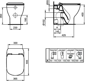 Унитаз приставной Ideal Standard TESI T0077V3 купить в интернет-магазине Sanbest