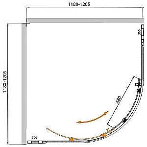 Душевой уголок Cezares Molveno 120x120 R-11-90+30-C-GM-IV стекло прозрачное/профиль матовая оружейная сталь купить в интернет-магазине Sanbest