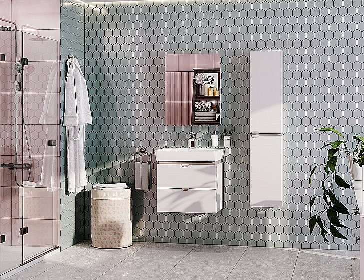 Тумба с раковиной Акватон Скай 60 белая глянцевая для ванной в интернет-магазине Sanbest