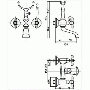 Смеситель для ванны Caprigo BRISTOL 21-010-CRM купить в интернет-магазине сантехники Sanbest