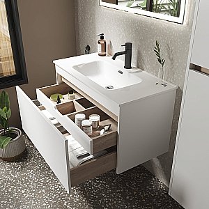 Тумба с раковиной Sancos Smart SM60W белый глянец для ванной в интернет-магазине Sanbest