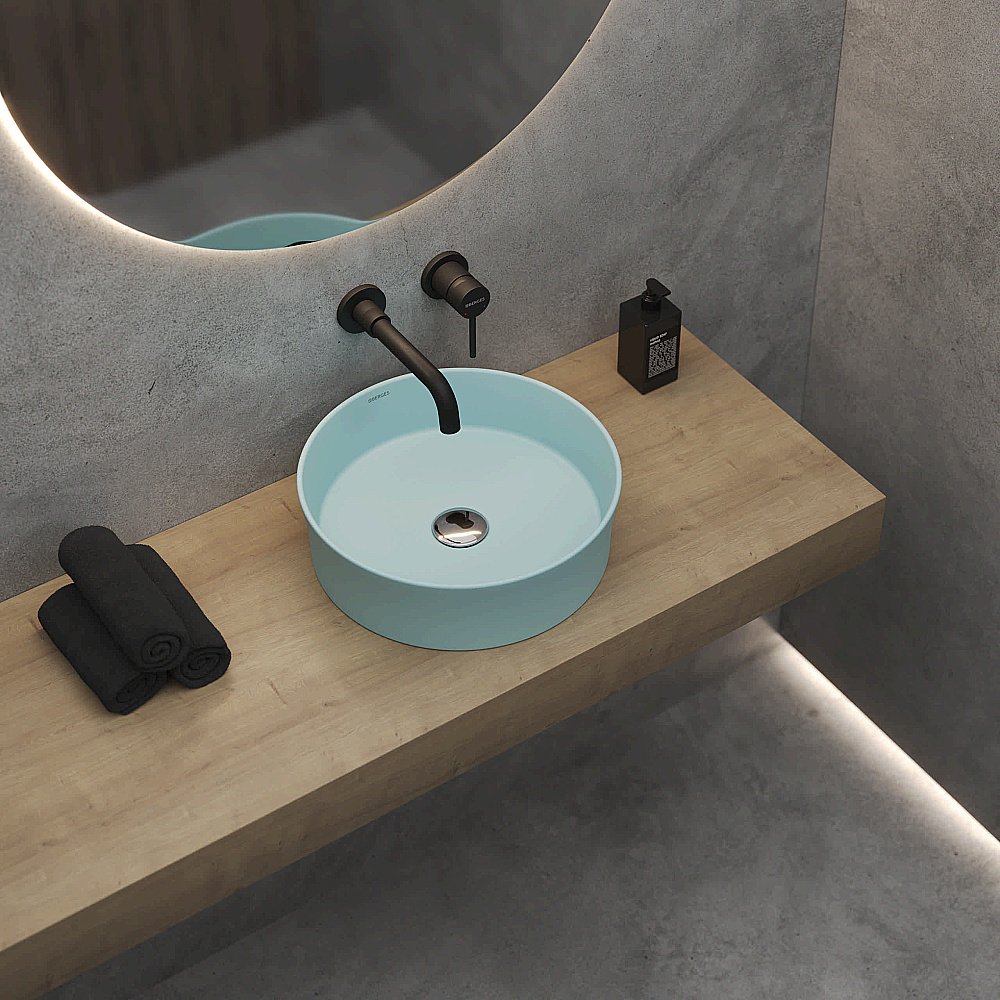 Раковина накладная BERGES Ego SL 181291 38 голубой матовый купить в интернет-магазине Sanbest