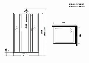 Душевая кабина Niagara Classic NG-43975-14QBKT 90x70 купить в интернет-магазине Sanbest