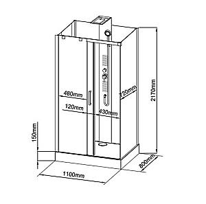 Душевая кабина Black&White Galaxy 110х80 8708000N с гидромассажем, стекло прозрачное/профиль брашированный никель купить в интернет-магазине Sanbest