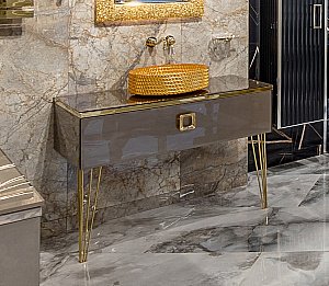 Консоль с раковиной и столешницей Armadi Art LUCIDO DELMAR 80 коричневый для ванной в интернет-магазине сантехники Sanbest