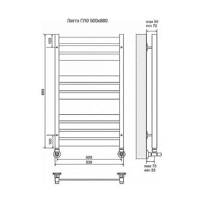 Полотенцесушитель водяной Terminus Латте П10 500x880 купить в интернет-магазине сантехники Sanbest