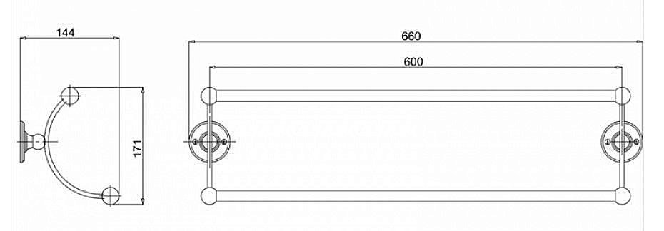 Полотенцедержатель двойной Burlington A17 60 см купить в интернет-магазине сантехники Sanbest
