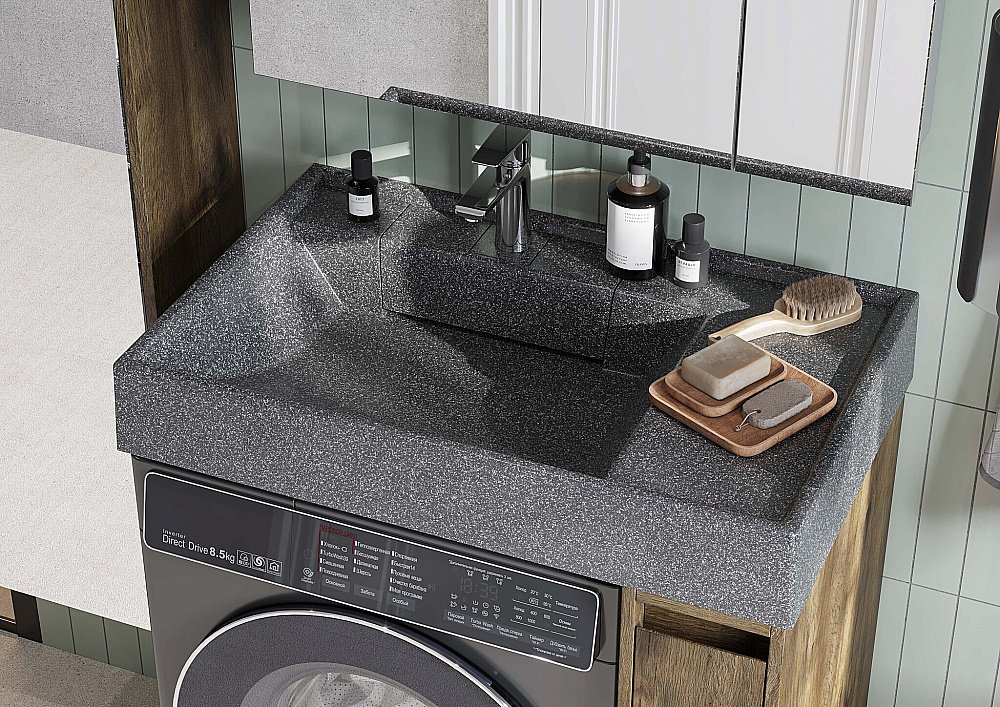 Раковина на стиральную машину Акватон Рейн 80 1A72113KRW210 графит купить в интернет-магазине Sanbest