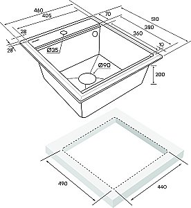 Кухонная мойка Paulmark STEPIA 45 + коландер ADVANCE PM114651-AN+A375-BS антрацит купить в интернет-магазине сантехники Sanbest