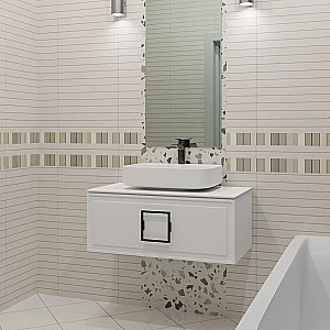 Тумба с раковиной LA FENICE Cubo Bianca 100 белая, столешница белая/ручка черная для ванной в интернет-магазине Sanbest