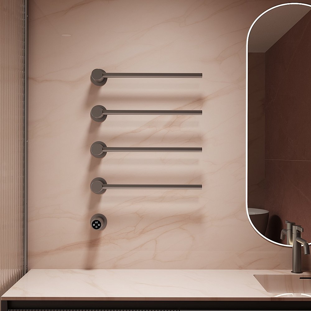 Полотенцесушитель электрический Vincea VTD-2H1GM вороненая сталь, таймер купить в интернет-магазине сантехники Sanbest