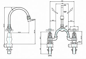 Смеситель для раковины Burlington Regent CLR27-QT BLA+W1 купить в интернет-магазине сантехники Sanbest