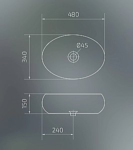 Раковина накладная Gid Lago 48 9030s 52235 серебро купить в интернет-магазине Sanbest
