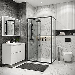 Душевой уголок Grossman Cosmo 140х100 120.K33.02.1410.21.00 стекло прозрачное/профиль черный матовый купить в интернет-магазине Sanbest