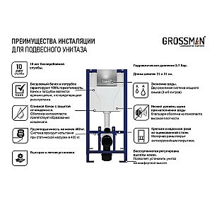 Инсталляция Grossman Classic 980.T1.04.100.100 для унитаза с клавишей смыва 800.T1.04.100.100 RUS хром купить в интернет-магазине сантехники Sanbest