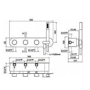 Встраиваемый смеситель для смесителя Carimali W21949CR купить в интернет-магазине сантехники Sanbest