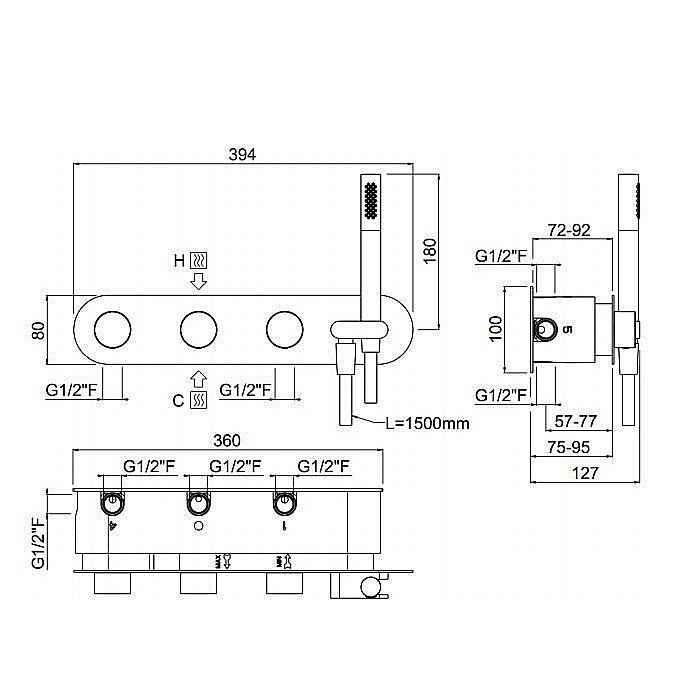 Встраиваемый смеситель для смесителя Carimali W21949CR купить в интернет-магазине сантехники Sanbest