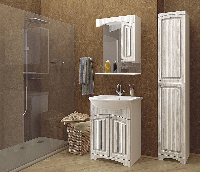 Зеркало со шкафом MIXLINE КРИТ 534218 60 патина золото в ванную от интернет-магазине сантехники Sanbest