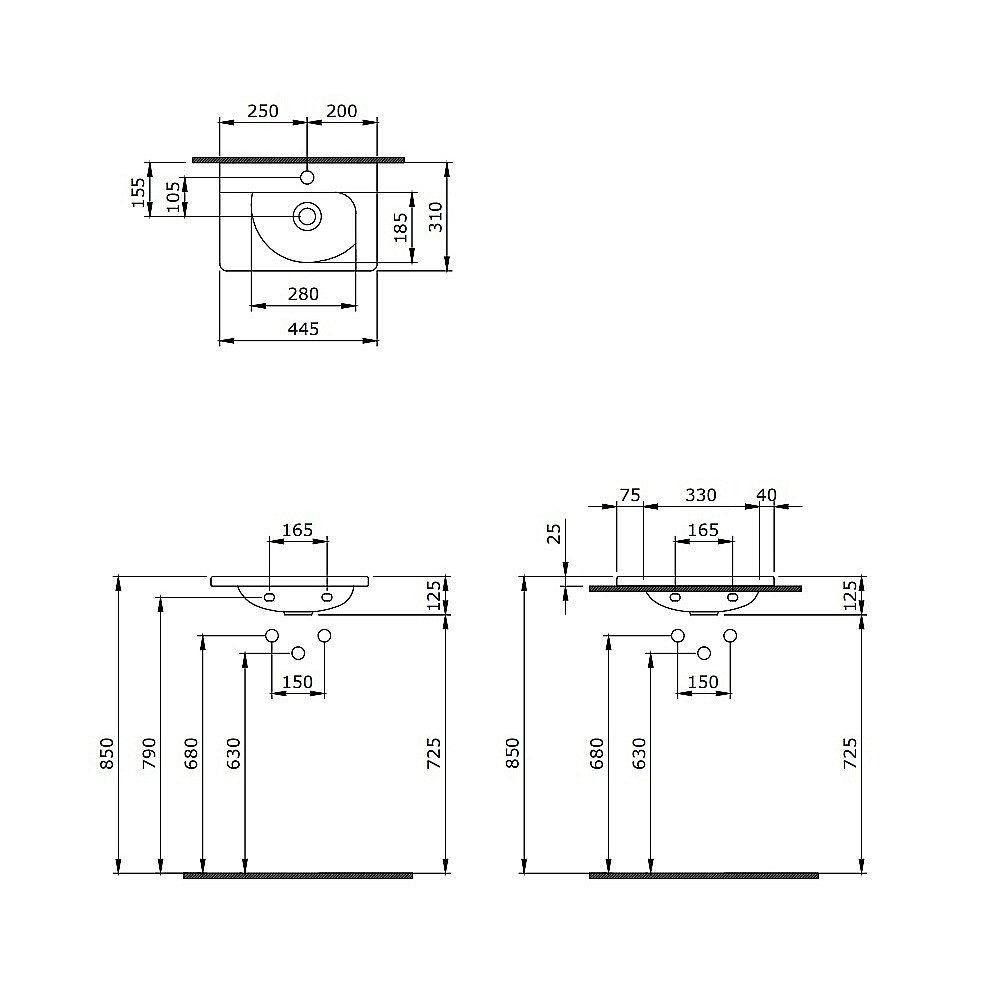 Раковина Berges Small 44,5 182008 белая купить в интернет-магазине Sanbest