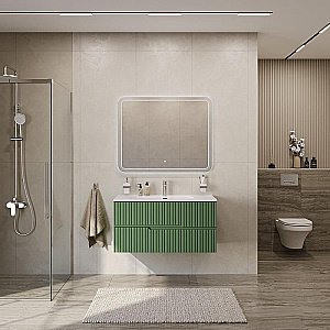 Тумба с раковиной Cezares DUET-N 100 DUET-N-1000-2C-SO-PS-P фисташковый софт для ванной в интернет-магазине Sanbest