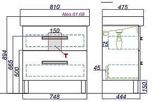 Тумба с раковиной Aqwella Нео 80 белая для ванной в интернет-магазине Sanbest