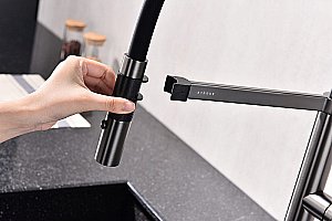 Смеситель для кухни Paulmark Leader Le214101-GM вороненая сталь купить в интернет-магазине сантехники Sanbest