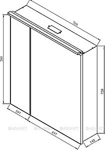 Зеркальный шкаф De Aqua Алюминиум 261758 70 черный купить в интернет-магазине сантехники Sanbest