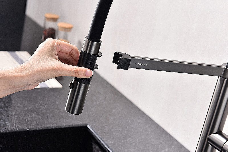 Смеситель для кухни Paulmark Leader Le214101-GM вороненая сталь купить в интернет-магазине сантехники Sanbest