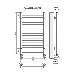 Полотенцесушитель водяной Terminus Грета П10 450x720 купить в интернет-магазине сантехники Sanbest