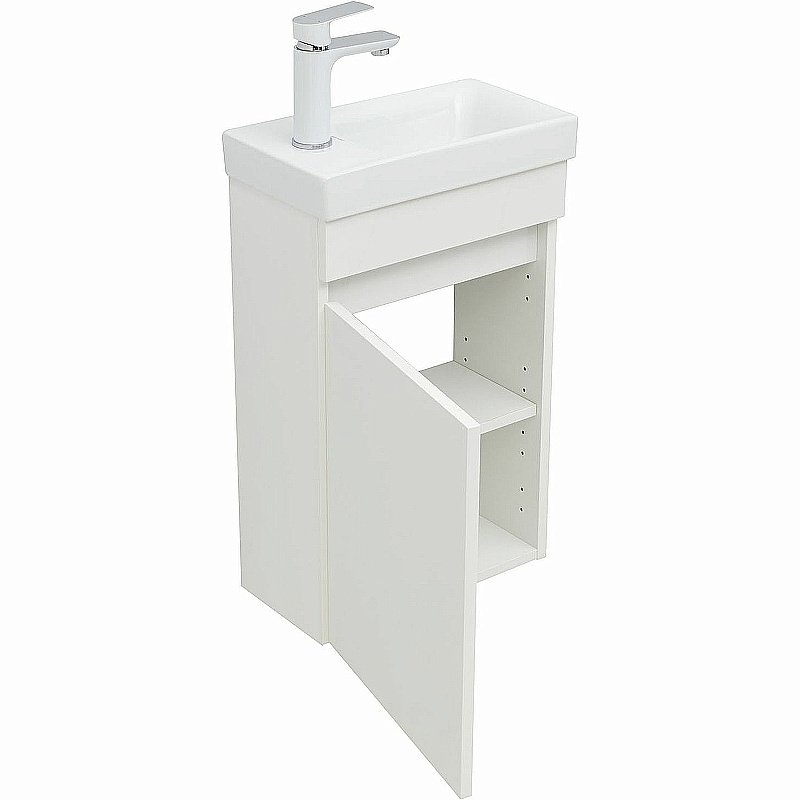 Тумба с раковиной Aquanet Вега 40 329129 белая для ванной в интернет-магазине Sanbest